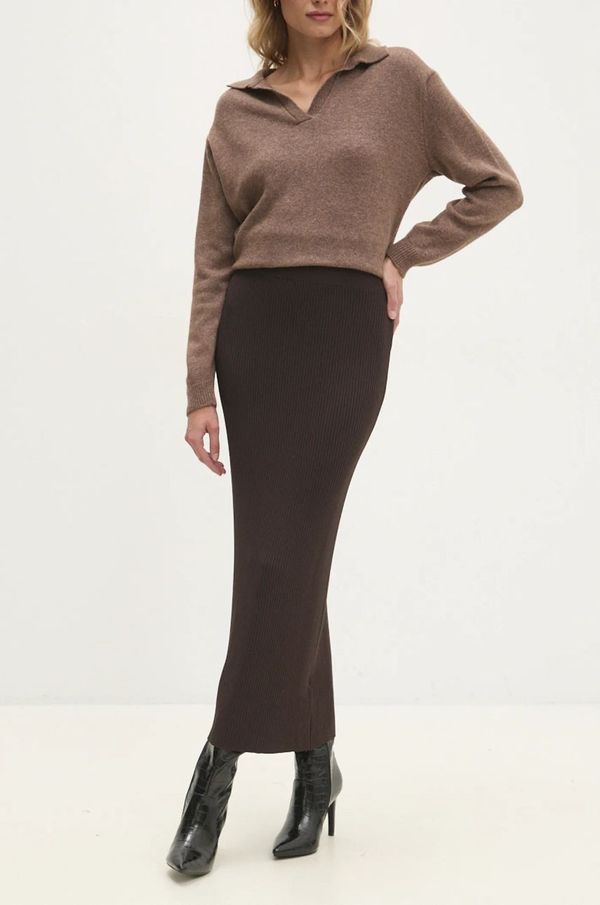 Answear Lab Suknja Answear Lab boja: smeđa, maxi, pencil