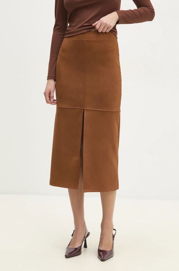 Answear Lab Suknja Answear Lab boja: smeđa, midi, ravna