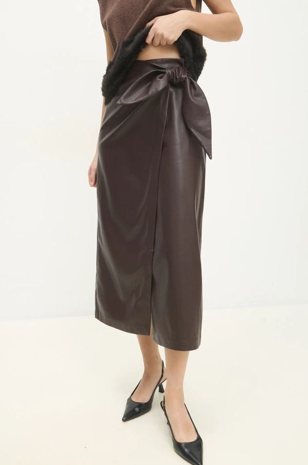 Answear Lab Suknja Answear Lab boja: smeđa, midi, ravna