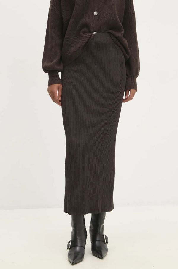 Answear Lab Suknja Answear Lab boja: smeđa, midi, ravna