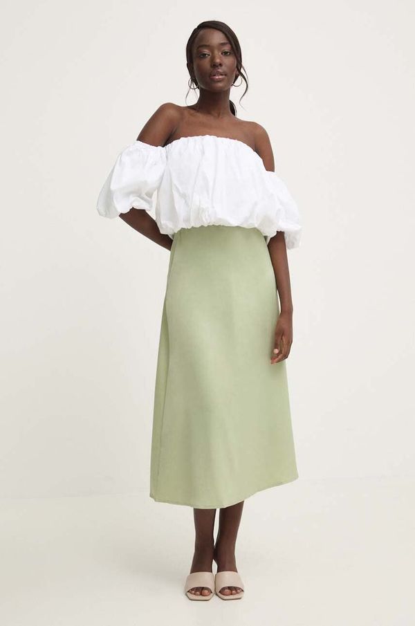 Answear Lab Suknja Answear Lab boja: zelena, midi, širi se prema dolje