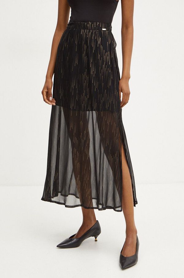 Armani Exchange Suknja Armani Exchange boja: crna, maxi, širi se prema dolje, 6DYN44 YN2VZ