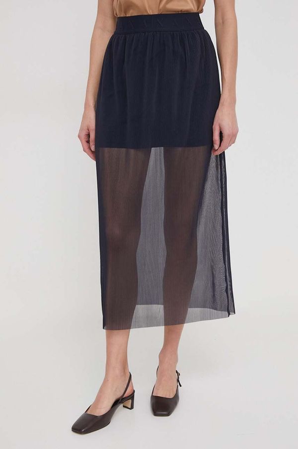 Armani Exchange Suknja Armani Exchange boja: tamno plava, midi, širi se prema dolje