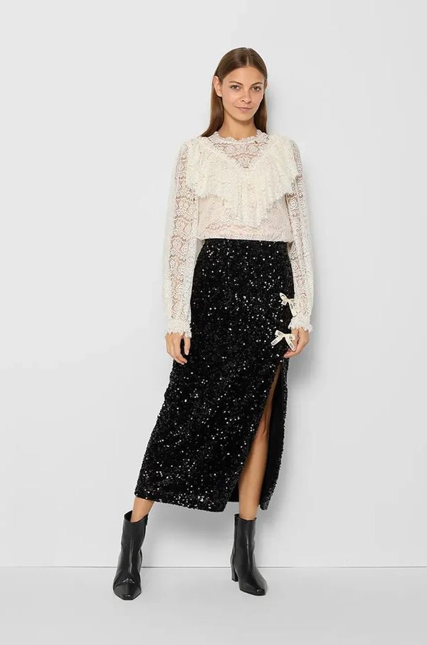 BIZUU Suknja Bizuu HOBO boja: crna, midi, ravna, HOBO_CZARNY_AW24