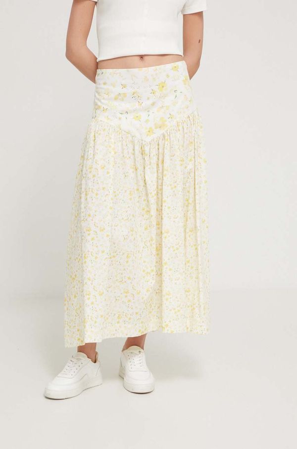 Desigual Suknja Desigual boja: žuta, maxi, širi se prema dolje