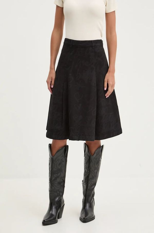 Desigual Suknja Desigual LETTERING boja: crna, mini, širi se prema dolje, 24WWFW07