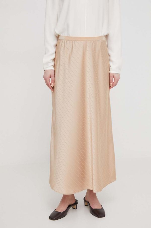 DKNY Suknja Dkny boja: bež, maxi, širi se prema dolje