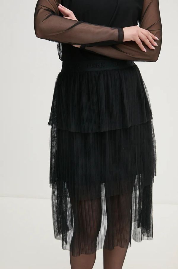 DKNY Suknja Dkny boja: crna, midi, širi se prema dolje, P4GG7XVT