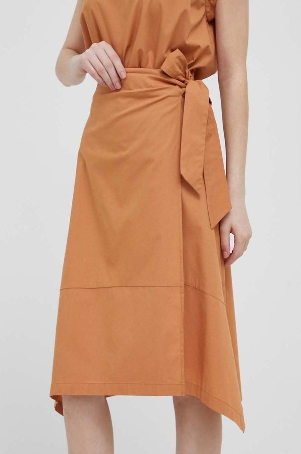 DKNY Suknja Dkny boja: smeđa, midi, širi se prema dolje