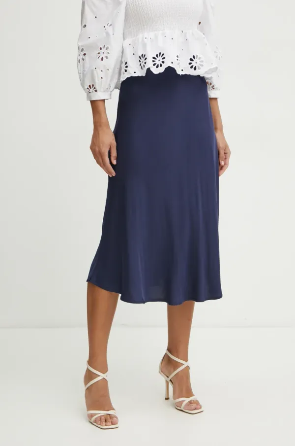 Fracomina Suknja Fracomina boja: tamno plava, midi, širi se prema dolje, FJ25SG2003W45101