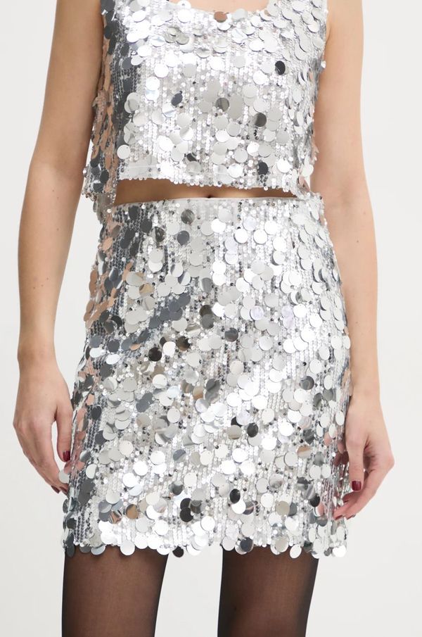 Gestuz Suknja Gestuz boja: srebrna, mini, širi se prema dolje, 10909577