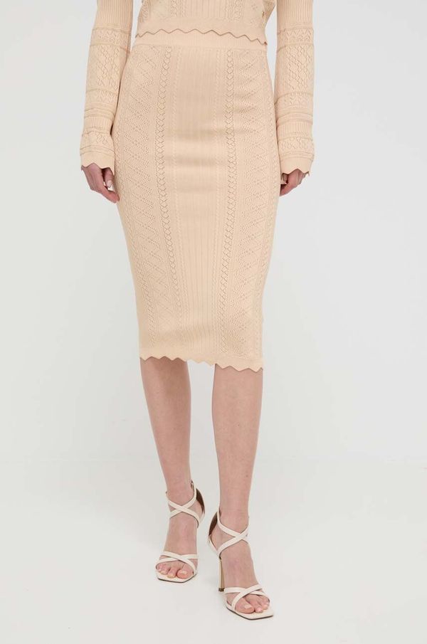 Guess Suknja Guess boja: bež, midi, pencil