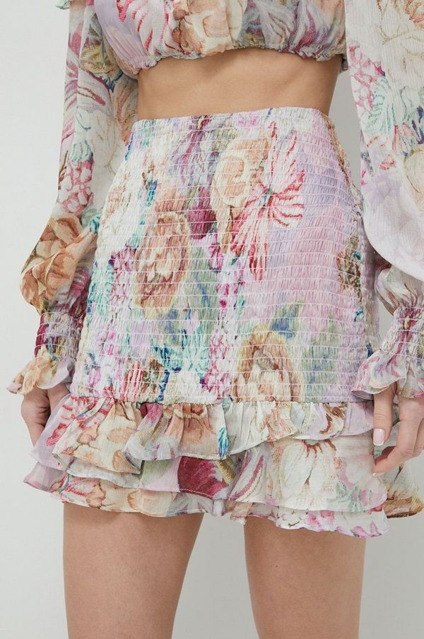 Guess Suknja Guess boja: ružičasta, mini, ravna