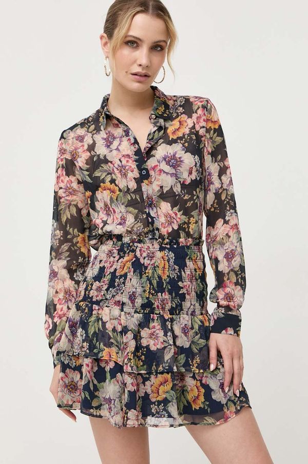 Guess Suknja Guess boja: tamno plava, mini, širi se prema dolje