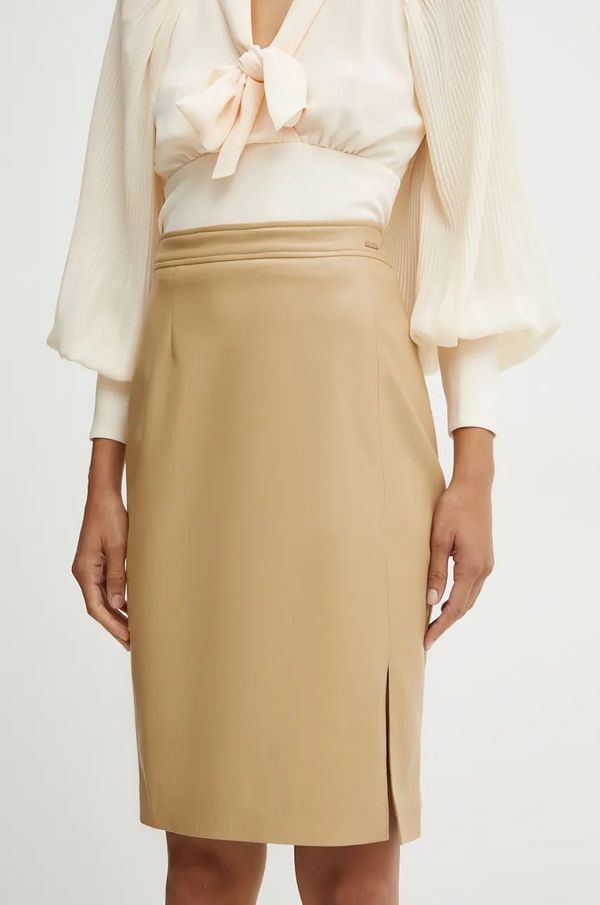 Guess Suknja Guess GIORGIA boja: bež, midi, širi se prema dolje, W4BD91 WGIK0