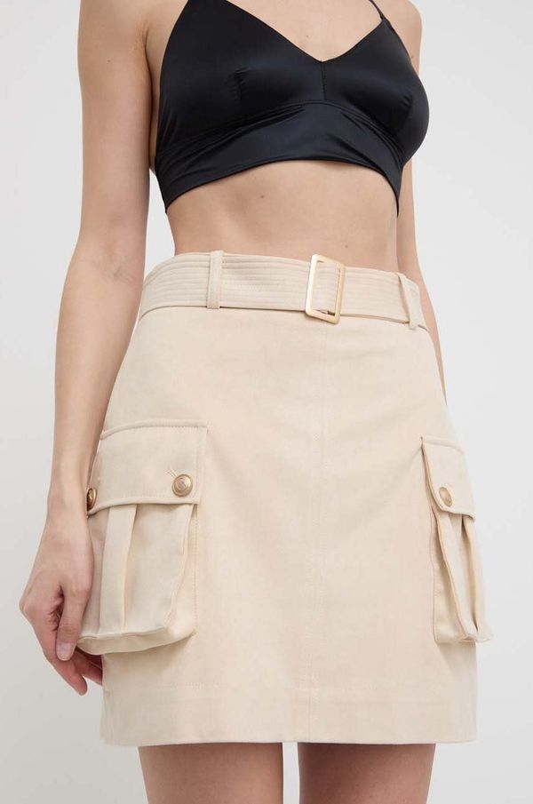 Guess Suknja Guess PRIMROSE boja: bež, mini, širi se prema dolje, W4GD0I WG6T0