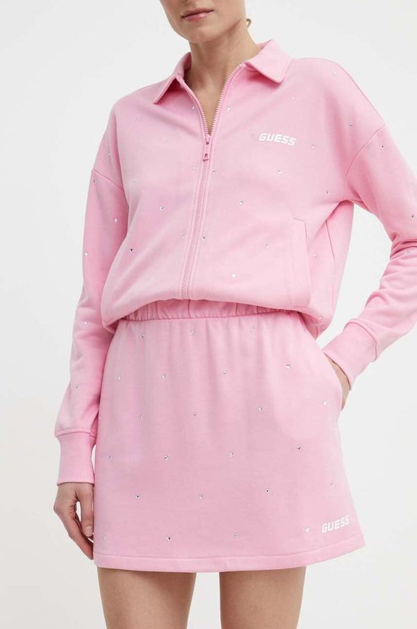 Guess Suknja Guess SKYLAR boja: ružičasta, mini, širi se prema dolje, V4GD08 K8802