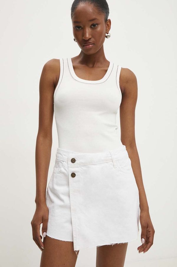 Answear Lab Suknja-hlače od trapera Answear Lab boja: bijela, bez uzorka, visoki struk