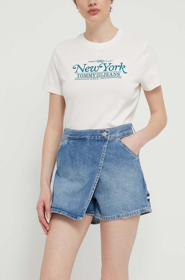 Tommy Jeans Suknja-hlače od trapera Tommy Jeans bez uzorka, visoki struk, DW0DW18115