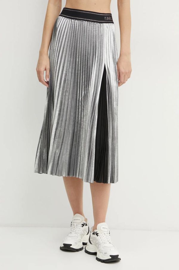 Karl Lagerfeld Suknja Karl Lagerfeld boja: srebrna, midi, širi se prema dolje, A1W12004