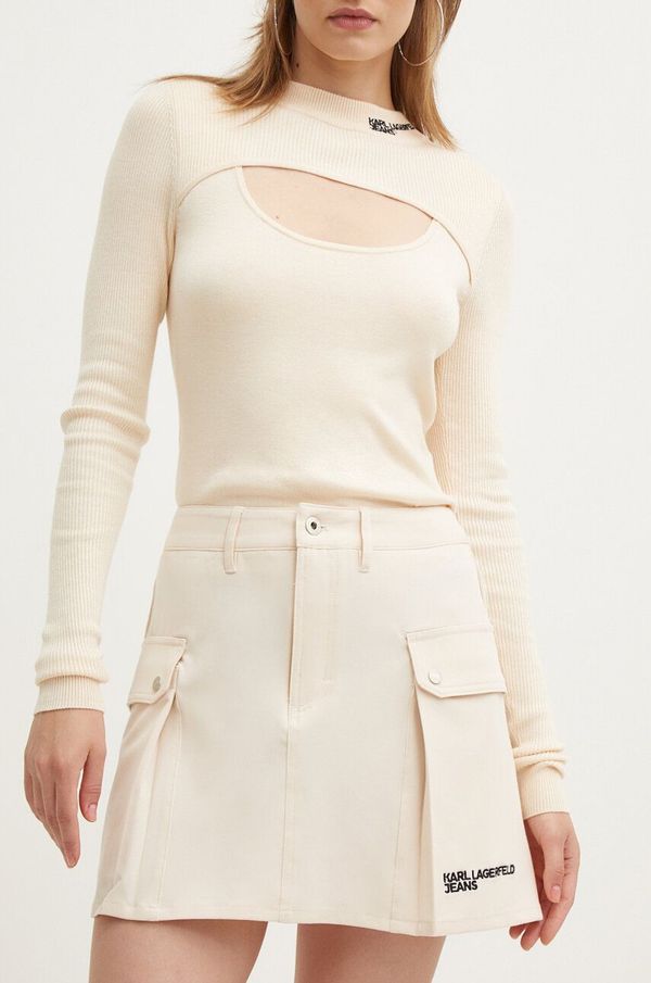 Karl Lagerfeld Jeans Suknja Karl Lagerfeld Jeans boja: bež, mini, širi se prema dolje, 245J1203