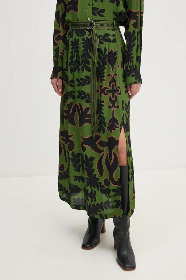 La Petite Française Suknja La Petite Française PFJURATOIRE boja: zelena, midi, širi se prema dolje, PFJURATOIRE