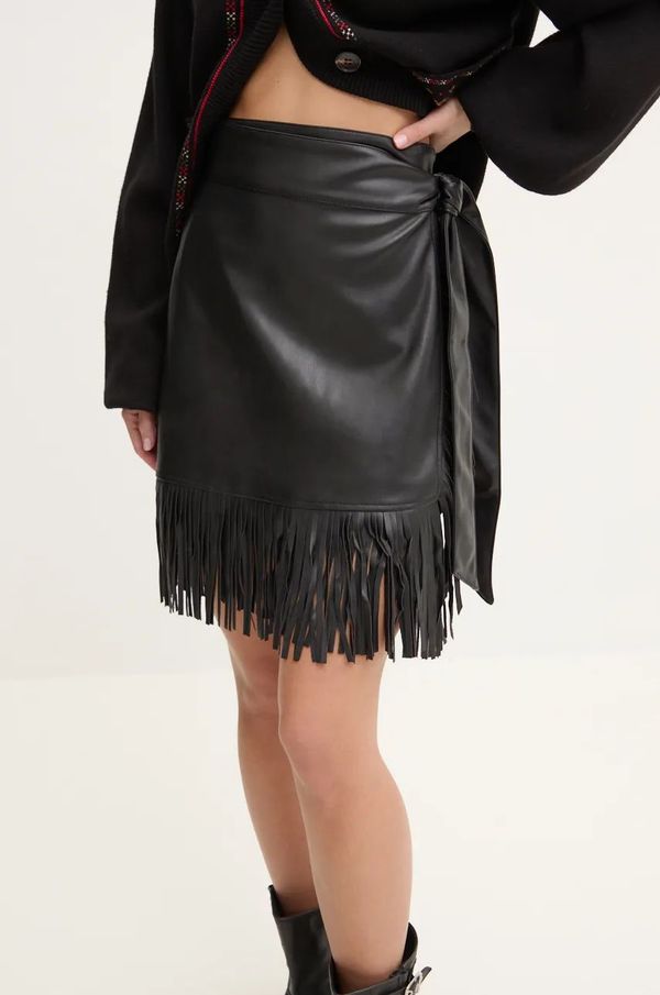Never Fully Dressed Suknja Never Fully Dressed Vegan Leather Mini Fringe Jaspre boja: crna, mini, pencil, NFDSK591