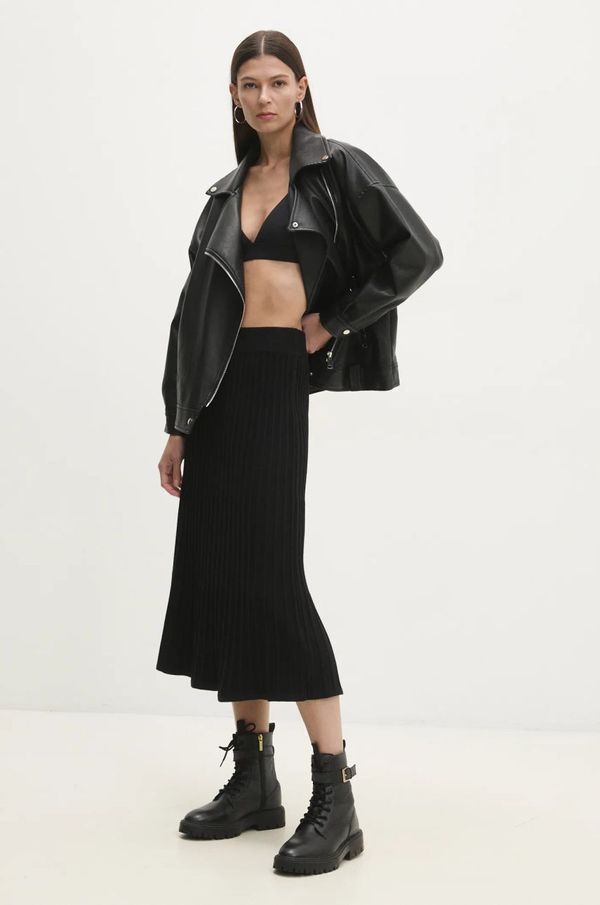 Answear Lab Suknja od kašmira Answear Lab boja: crna, midi, ravna