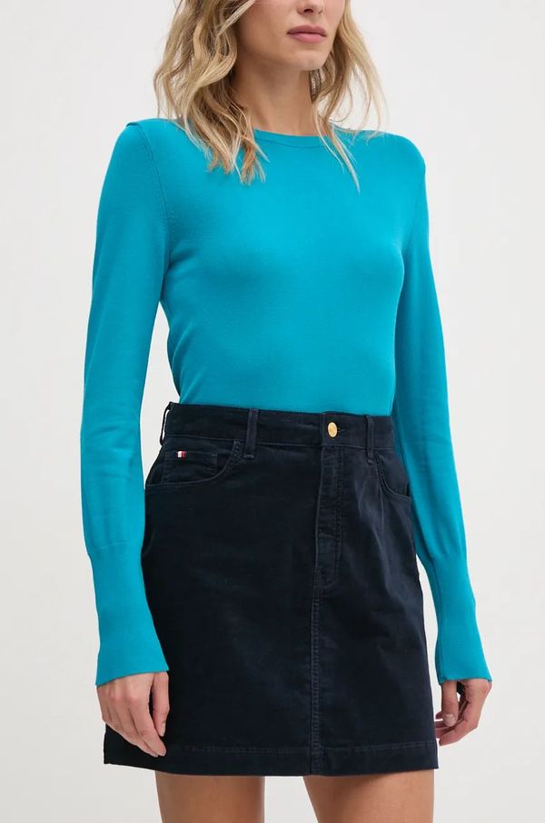 Tommy Hilfiger Suknja od samta Tommy Hilfiger boja: tamno plava, mini, širi se prema dolje, WW0WW43480