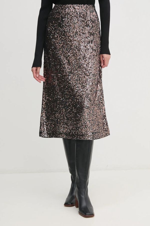 OUI Suknja OUI boja: smeđa, midi, ravna, 89843