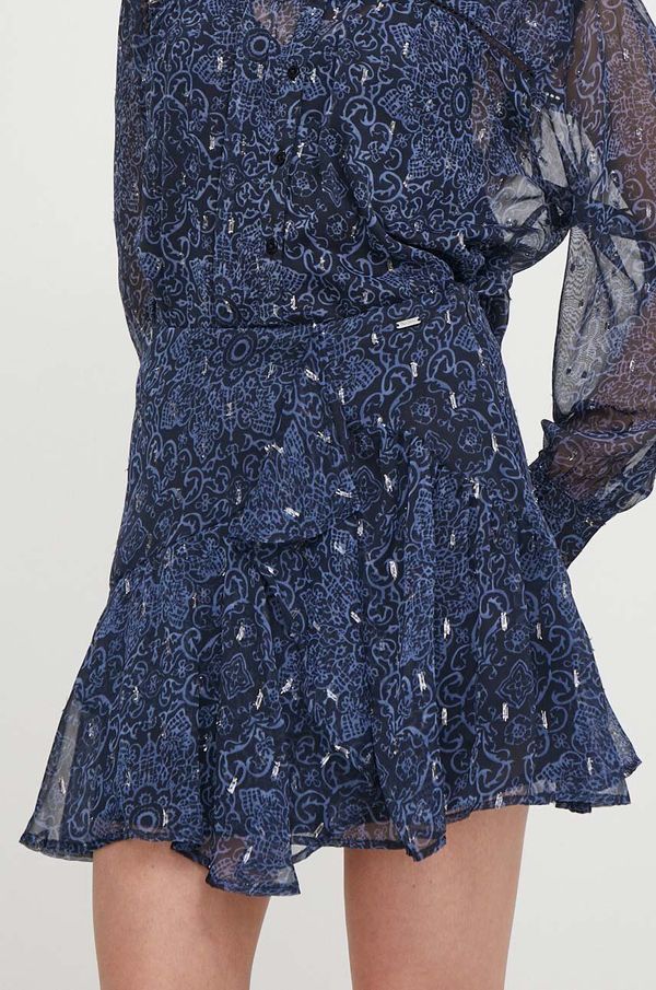 Pepe Jeans Suknja Pepe Jeans boja: tamno plava, mini, širi se prema dolje