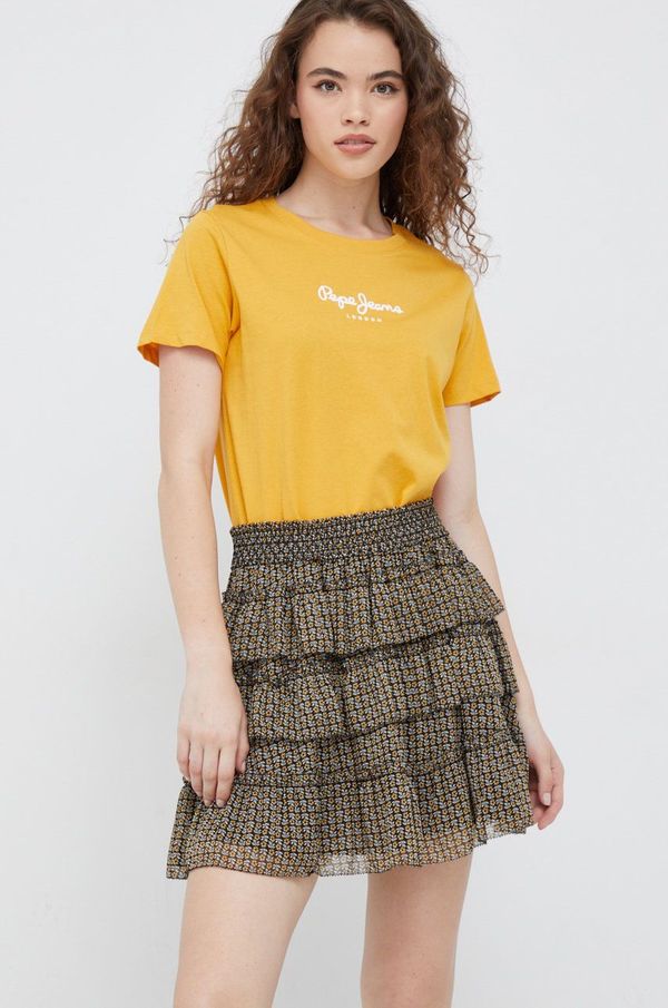 Pepe Jeans Suknja Pepe Jeans boja: zelena, mini, širi se prema dolje