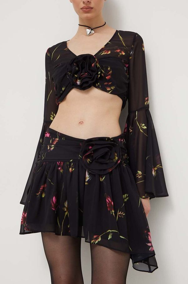 Rotate Suknja Rotate boja: crna, mini, širi se prema dolje