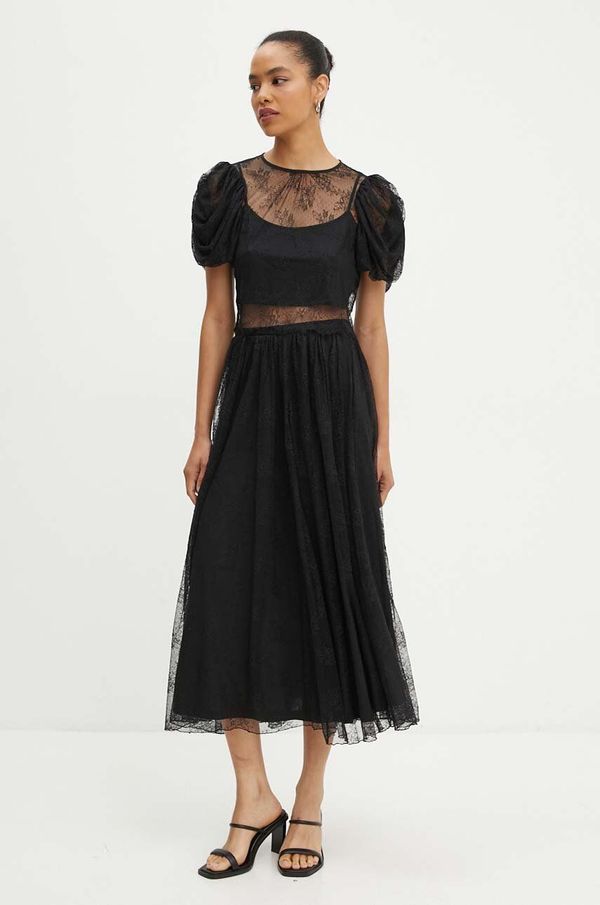 Rotate Suknja Rotate Lace Long Midi Skirt boja: crna, maxi, širi se prema dolje, 112728100