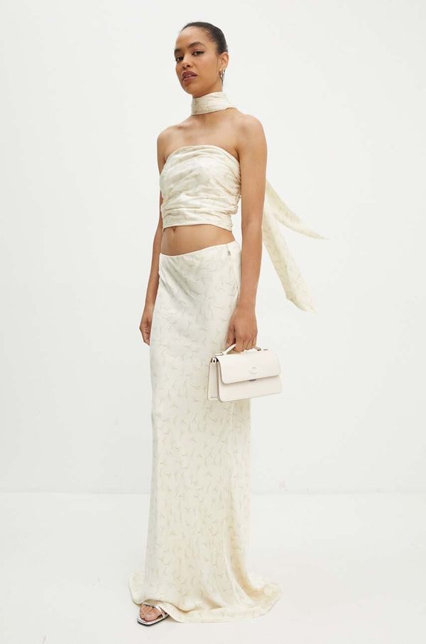 Rotate Suknja Rotate Satin Maxi Skirt boja: bež, maxi, ravna, 1128412986