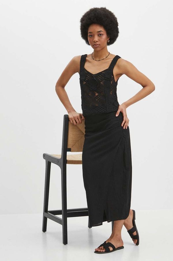 Medicine Suknja s dodatkom lana Medicine boja: crna, maxi, ravna