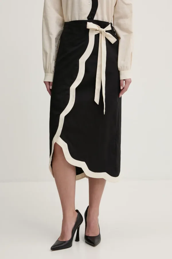 Never Fully Dressed Suknja s dodatkom lana Never Fully Dressed boja: crna, midi, ravna, NFDSK640