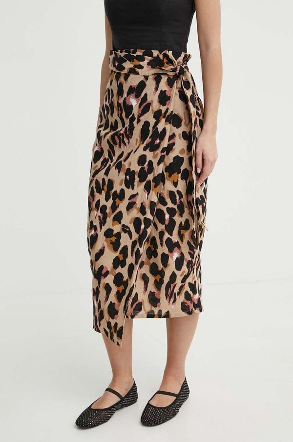 Never Fully Dressed Suknja s dodatkom lana Never Fully Dressed boja: smeđa, midi, širi se prema dolje