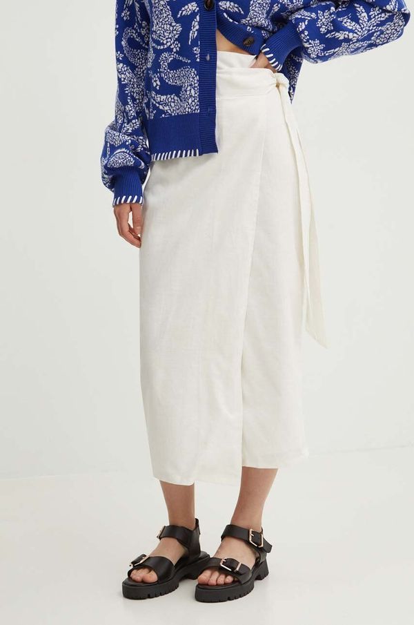 Never Fully Dressed Suknja s dodatkom lana Never Fully Dressed Jaspre Skirt boja: bijela, midi, širi se prema dolje, NFDSK506