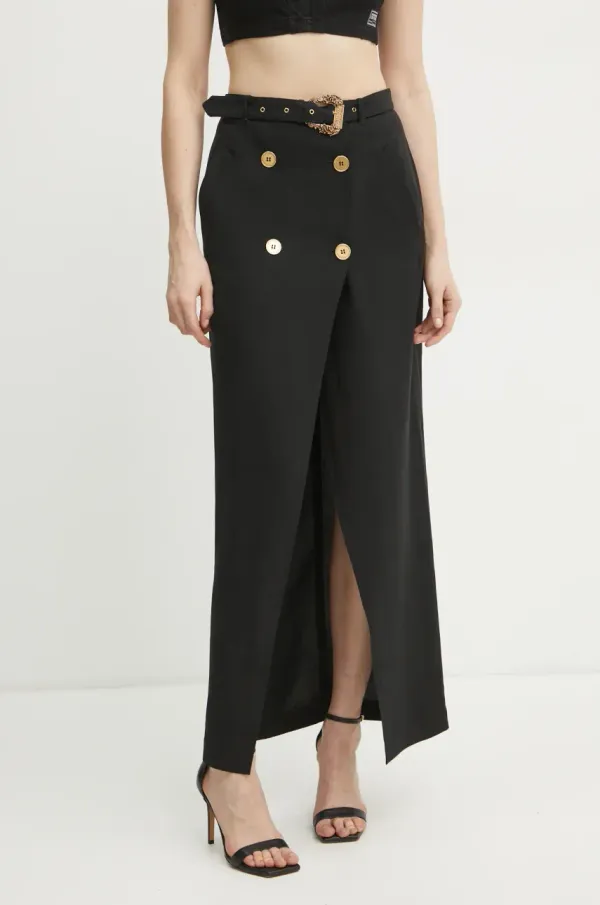 Versace Jeans Couture Suknja s dodatkom lana Versace Jeans Couture boja: crna, maxi, ravna, 78HAE802 N0432