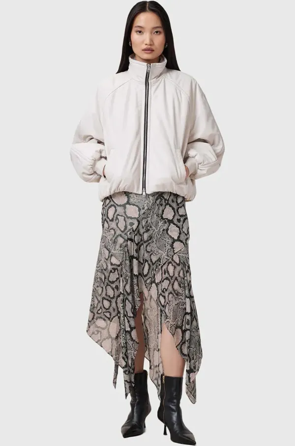 AllSaints Suknja s dodatkom svile AllSaints CASSIE midi, širi se prema dolje, W013RC