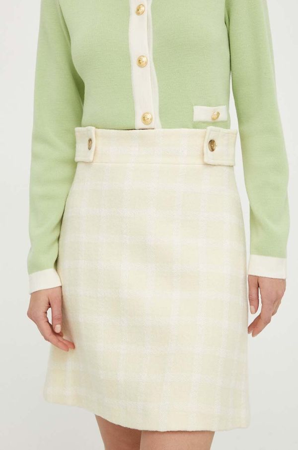 Boss Suknja s primjesom vune BOSS boja: žuta, mini, ravna