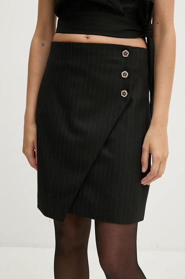 Bruuns Bazaar Suknja s primjesom vune Bruuns Bazaar BillBBMadina skirt boja: crna, mini, širi se prema dolje, BBW4106