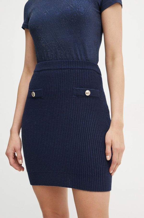 Guess Suknja s primjesom vune Guess ZYLEE boja: tamno plava, mini, ravna, W4BD64 Z2WX0