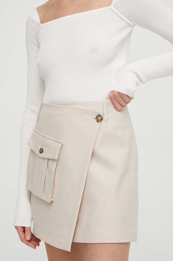 Herskind Suknja s primjesom vune Herskind boja: bež, mini, ravna