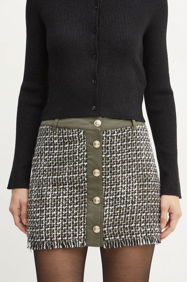 Liu Jo Suknja s primjesom vune Liu Jo boja: zelena, mini, ravna, WF4503 T1805