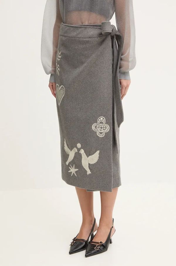 Never Fully Dressed Suknja s primjesom vune Never Fully Dressed Midnight Romance Jaspre boja: siva, midi, ravna, NFDSK560