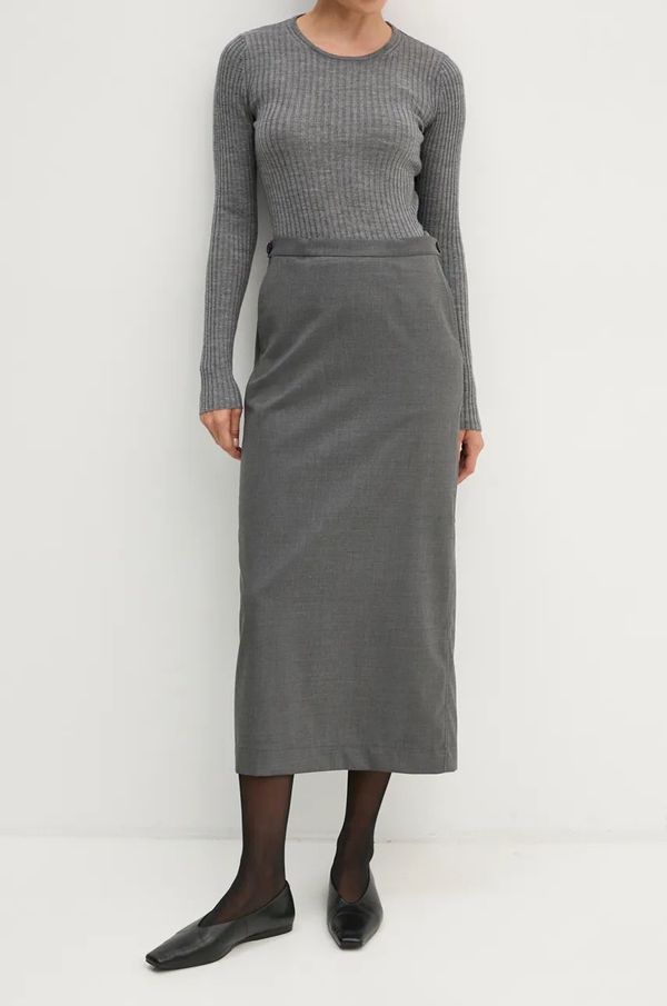 Remain Suknja s primjesom vune Remain Suiting Midi Skirt boja: siva, midi, pencil, 5018931959