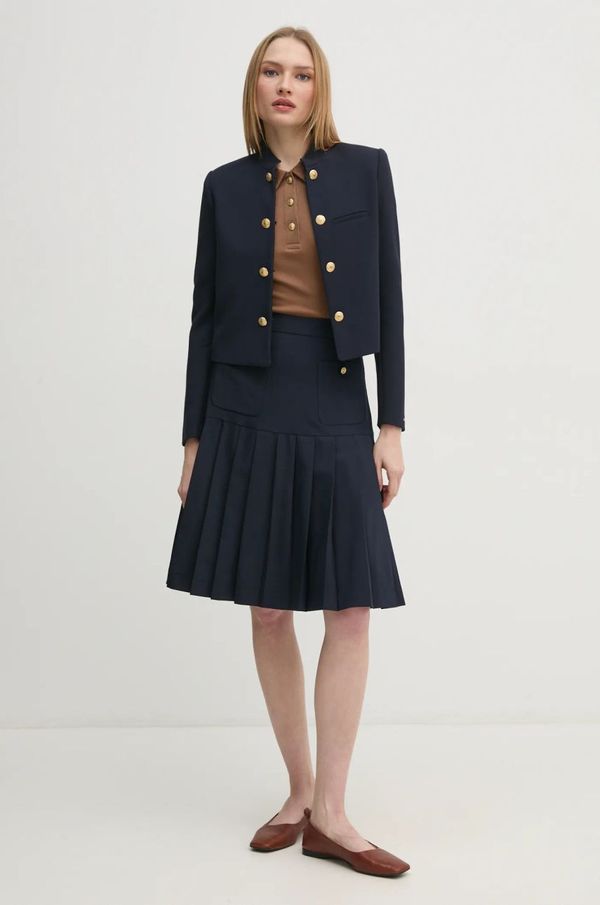 Tommy Hilfiger Suknja s primjesom vune Tommy Hilfiger boja: tamno plava, mini, širi se prema dolje, WW0WW43798