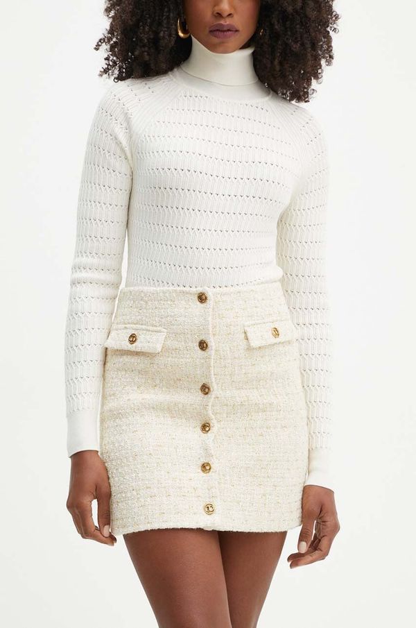 Twinset Suknja s primjesom vune Twinset boja: bež, mini, ravna, 242TP2125